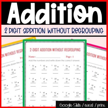 Preview of Double Digit Addition Without Regrouping, Math Fact Fluency, DISTANCE LEARNING