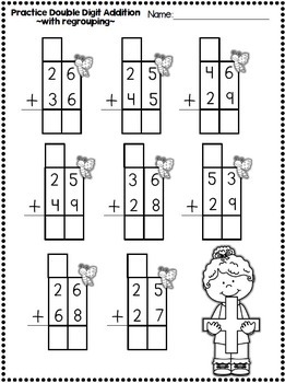 Double Digit Addition and Subrtraction Printables~ WITH ...