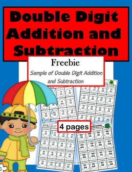 Preview of Double Digit Addition and Subtraction Freebie