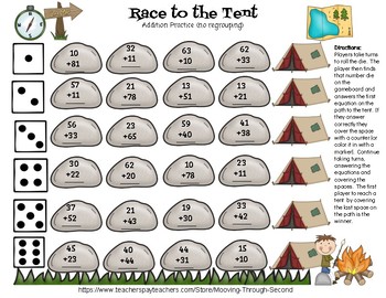 Preview of Double Digit Addition and Subtraction Game (No Prep)