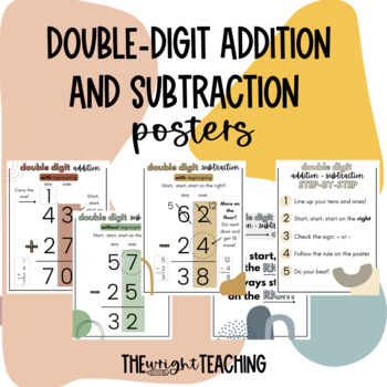 Preview of Double Digit Addition and Subtraction Boho Posters