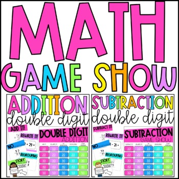 Preview of Double Digit Addition and Subtraction Review Games | Math Game Show