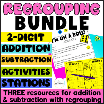Preview of Addition & Subtraction w/ Regrouping | Double Digit Regrouping | 2-Digit Regroup