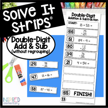 Preview of Double Digit Addition and Subtraction Games NO REGROUPING Solve It Strips®