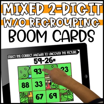 Preview of Double Digit Addition and Subtraction without Regrouping Boom Cards