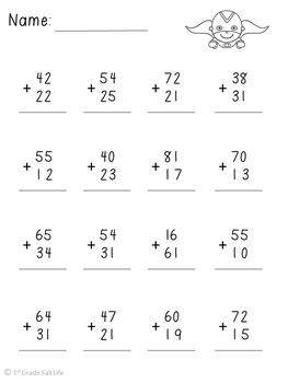 double digit addition without regrouping practice by 1st grade salt life