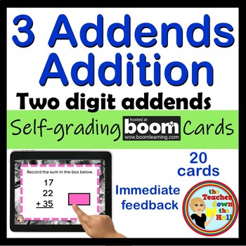 Preview of Double Digit Addition w/ Three Addends I Find the Sum of 3 Double Digit Addends