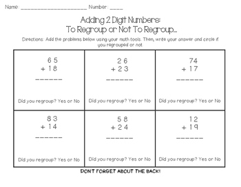 Preview of Double Digit Addition with Regrouping