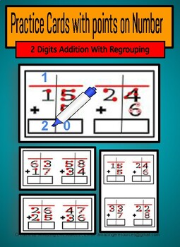 Preview of Double Digit Addition with regrouping-Practice Cards(Touch Number with Dots)