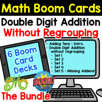 Preview of Double Digit Addition without Regrouping Bundle - 6 Boom Card Decks