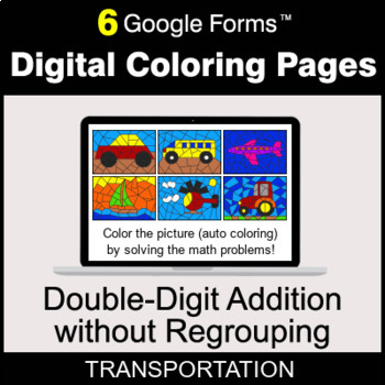 Preview of Double-Digit Addition without Regrouping - Digital Coloring Pages | Google Forms