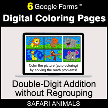 Preview of Double-Digit Addition without Regrouping - Digital Coloring Pages | Google Forms