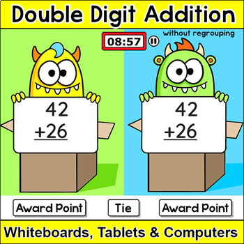 Preview of Double Digit Addition without Regrouping Game - Monsters Team Challenge