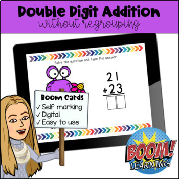 Preview of Double Digit Addition without regrouping Boom Cards - Digital Learning