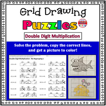 Preview of Double Digit Multiplication Activity Grid Drawing Math Puzzles