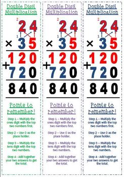 double digit multiplication bookmark by viviana graney tpt