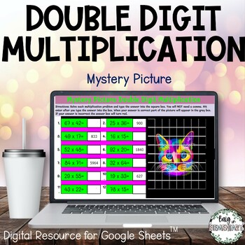 Preview of Double Digit Multiplication Cat Pixel Art 