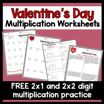 Preview of Double Digit Multiplication Practice | Valentine's Day Theme