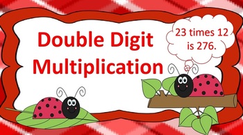 Preview of Double Digit Multiplication Task Cards Ladybug Themed