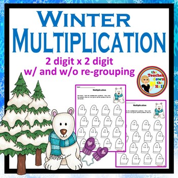 Preview of Double Digit Multiplication Winter Color the Product