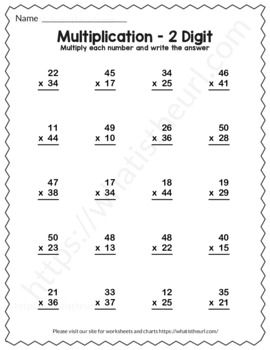 Double Digit Multiplication Worksheet with Answer Key – Exercise 13