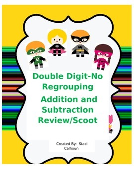 Preview of Double Digit -No Regrouping- Addition and Subraction Scoot
