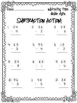 double digit subtraction by elaine swansey teachers pay teachers