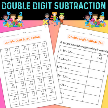 Double Digit Subtraction 1 to 100 Worksheets - 2 digit subtraction for ...