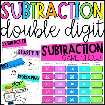 Preview of Double Digit Subtraction Game | Double Digit Subtraction Review | Math Game