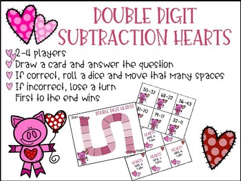 Preview of Double Digit Subtraction Hearts (with regrouping)