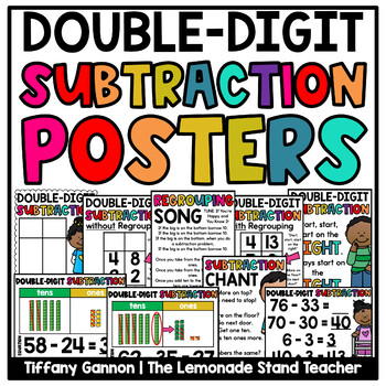 Preview of Double Digit Subtraction Posters and Anchor Charts With and Without Regrouping