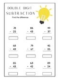 Double Digit Subtraction Theme Printable Worksheet Bundle