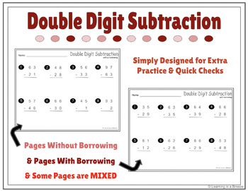 Double Digit Subtraction: With & Without Regrouping (Borrowing) + Word ...