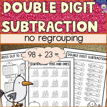 Preview of Double Digit Subtraction  Without Regrouping  Worksheets Two Digit No Regrouping