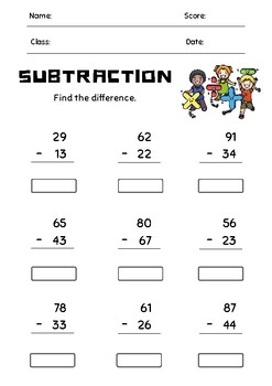 Preview of Double Digit Subtraction Worksheet