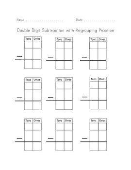 Double Digit Subtraction With Regrouping Pdf - Touch Math ...
