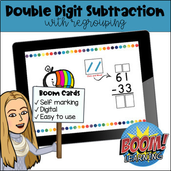Preview of Double Digit Subtraction with Regrouping - Boom Cards - Digital Learning