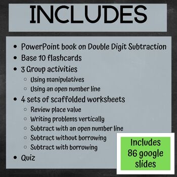 Double Digit Subtraction with borrowing and without for Special Education