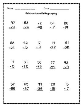 Double Digit Subtraction with regrouping by Simply Seaford | TPT