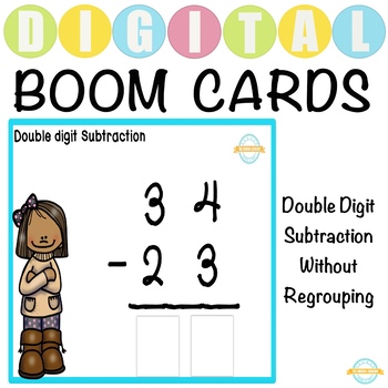 Preview of Double Digit Subtraction without Regrouping - Boom Cards™