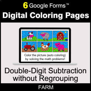 Preview of Double-Digit Subtraction without Regrouping - Digital Coloring Pages
