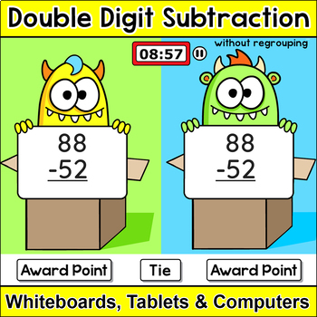 Preview of Double Digit Subtraction without Regrouping Game - Monsters Team Challenge
