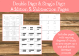 Double Digit and Single Digit Addition and Subtraction Pag