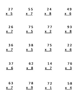 Double Digit by Single Digit Multiplication by Miss Pullen | TPT