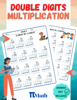 Preview of Double Digits Multiplication | Digital & Printable | With Guided Gridlines