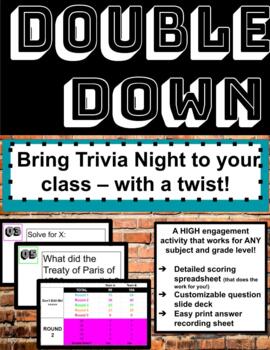 Preview of Double Down Trivia Game - A Collaborative Game for ANY Subject!