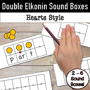 Preview of Double Elkonin Sound Boxes: Hearts Style (Personal & Commercial Use)