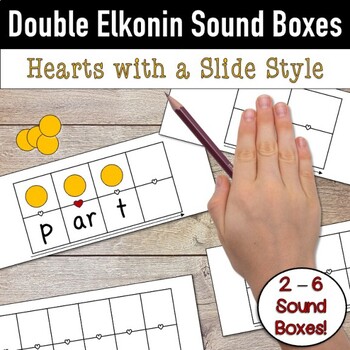 Preview of Double Elkonin Sound Boxes: Hearts with a Slide Style- Personal & Commercial Use