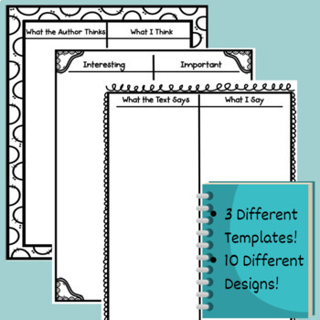 Double Entry Journal Templates by The Literacy Library | TpT