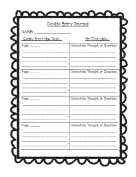 Preview of Double Entry Journal Graphic Organizer!